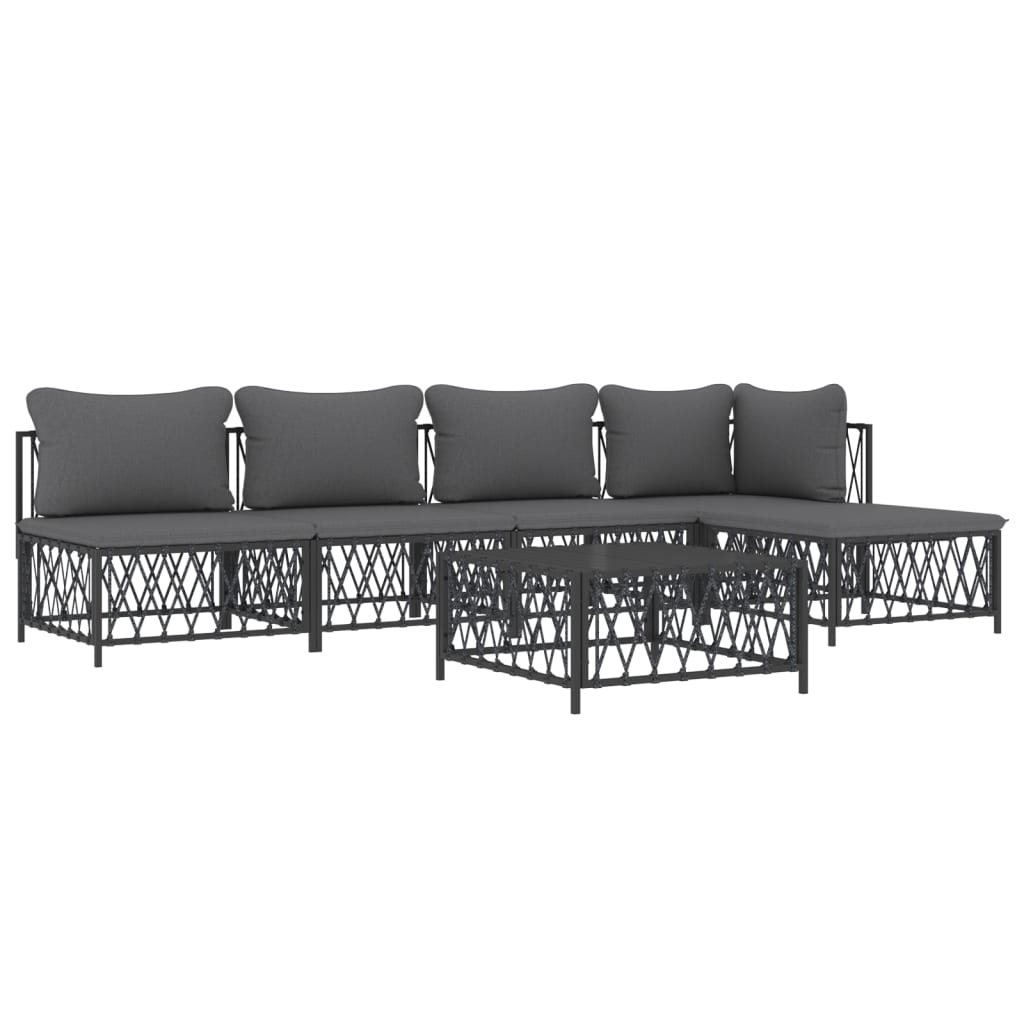 vidaXL 6 Piece Patio Lounge Set with Cushions Anthracite Steel