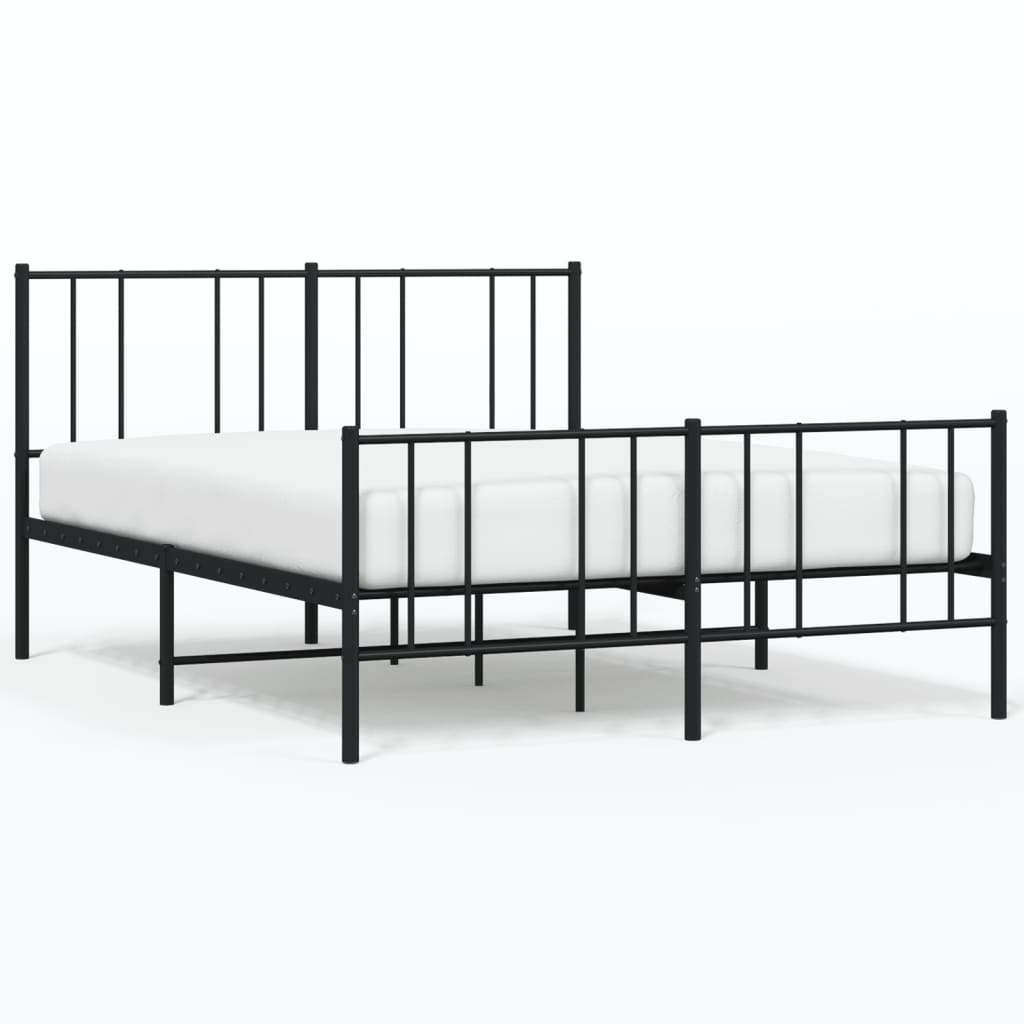 vidaXL Metal Bed Frame without Mattress with Footboard Black 59.1"x78.7"