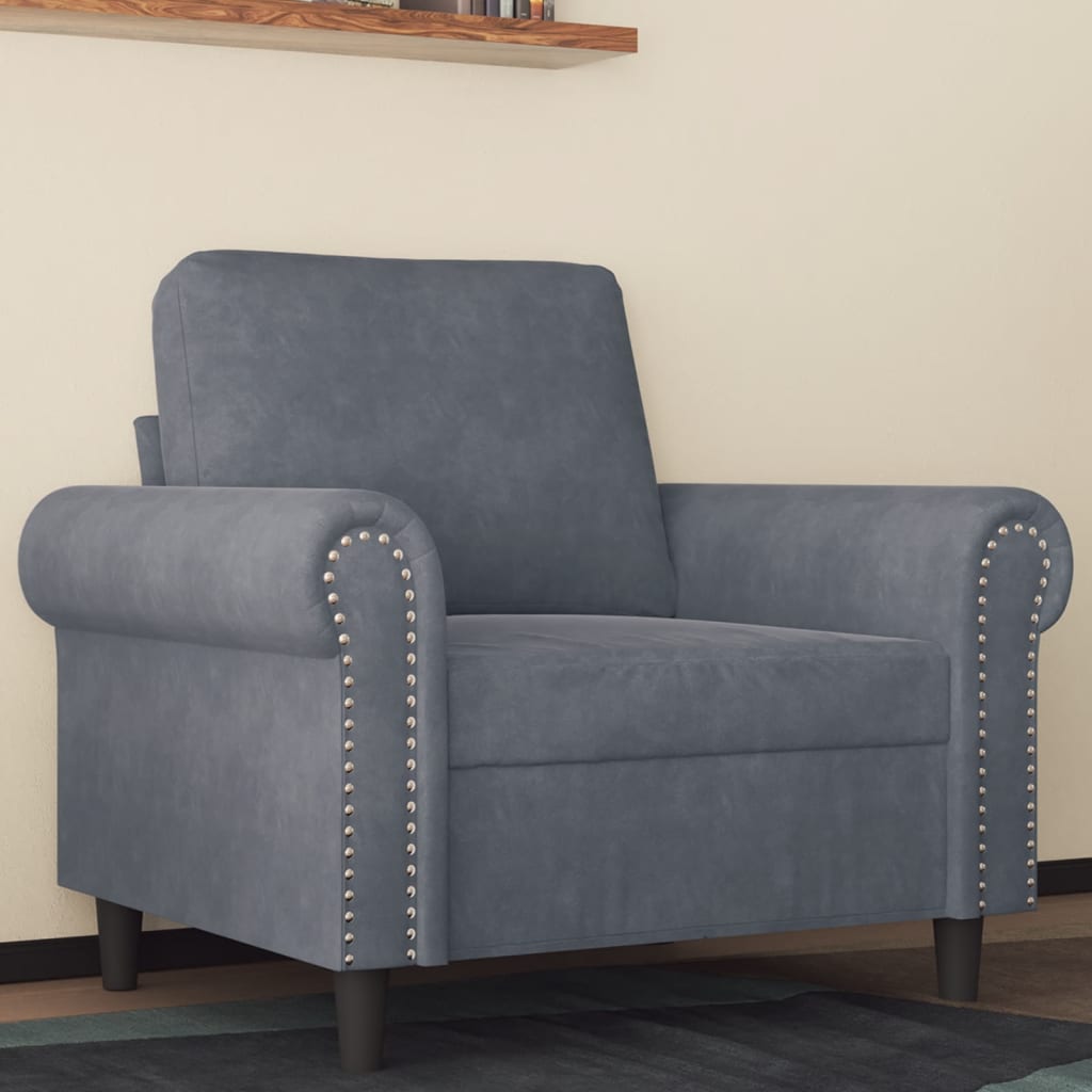 vidaXL Sofa Chair Dark Gray 23.6" Velvet