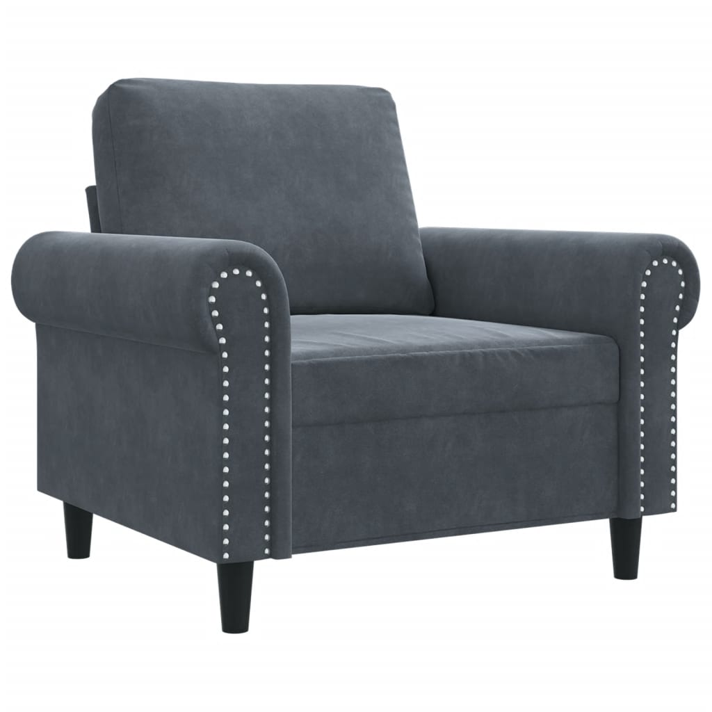 vidaXL Sofa Chair Dark Gray 23.6" Velvet